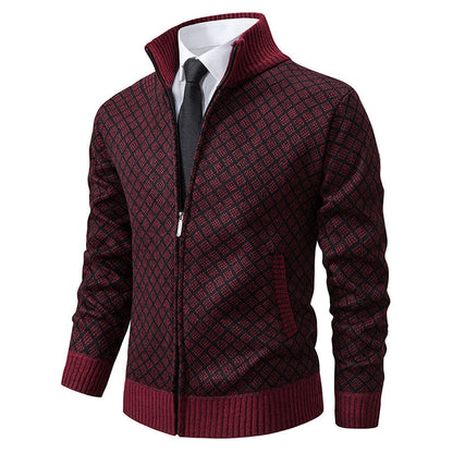 Herren Strickjacke Modern Grafik Design Zipper