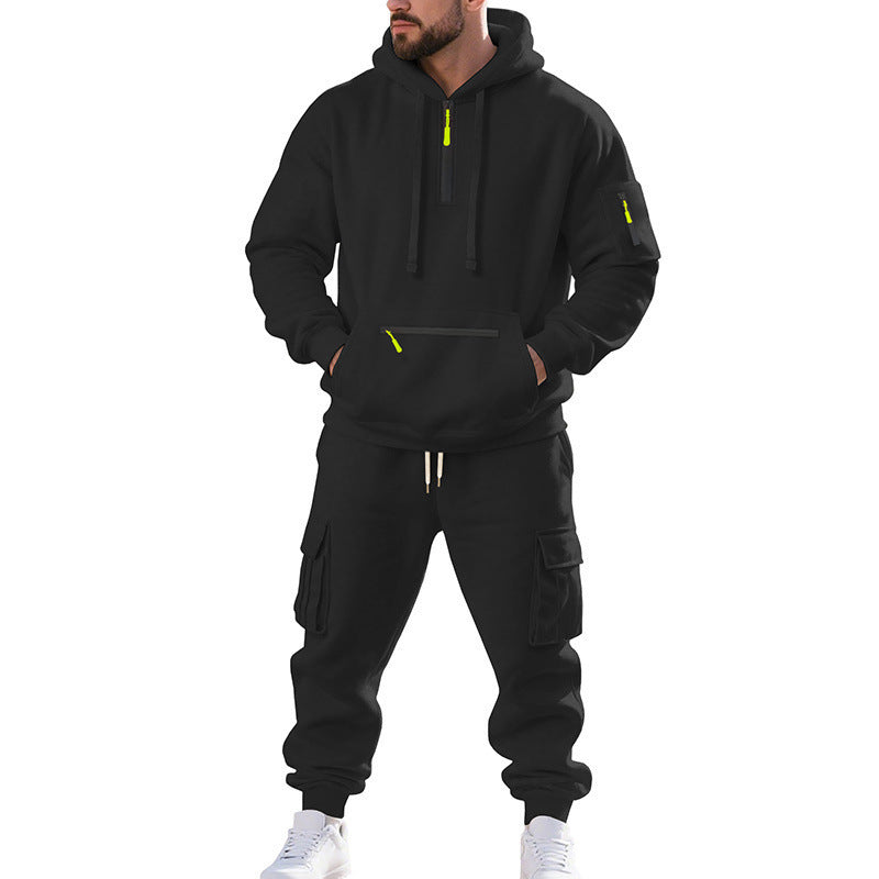 Herren Sport Outfit Hoodie Cargo Hosen Set Grau