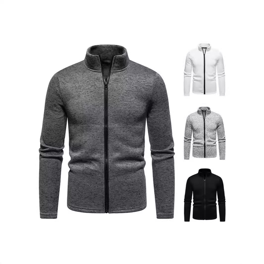 Herren Fleecejacke Warm mit Reißverschluss und Kragen