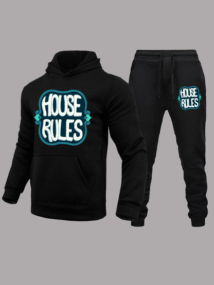 Herren Sportset Hoodie Jogginghose mit Graffiti Print Trendy