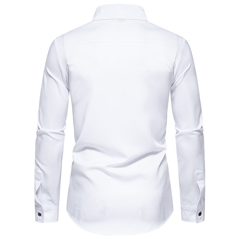 Herren Langarmhemd Modern mit Kontraststreifen und Brusttasche