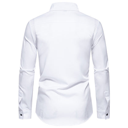 Herren Langarmhemd Modern mit Kontraststreifen und Brusttasche