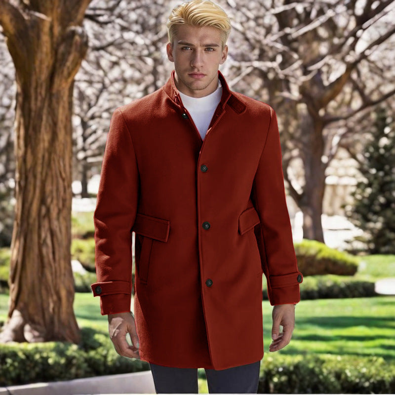 Maßgeschneiderter Herren Wollmantel Elegant Schwarz