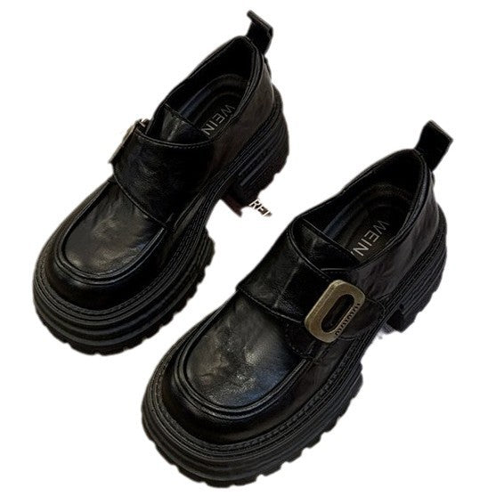 Damen Schnürschuhe Plateau Robust Chunky Mit Schnalle