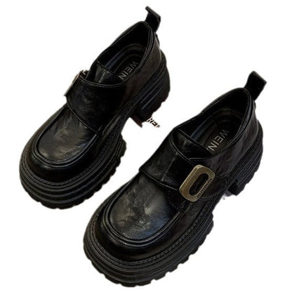Damen Schnürschuhe Plateau Robust Chunky Mit Schnalle