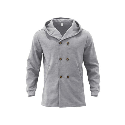 Herren Mantel Modern mit Kapuze und Doppelknopf
