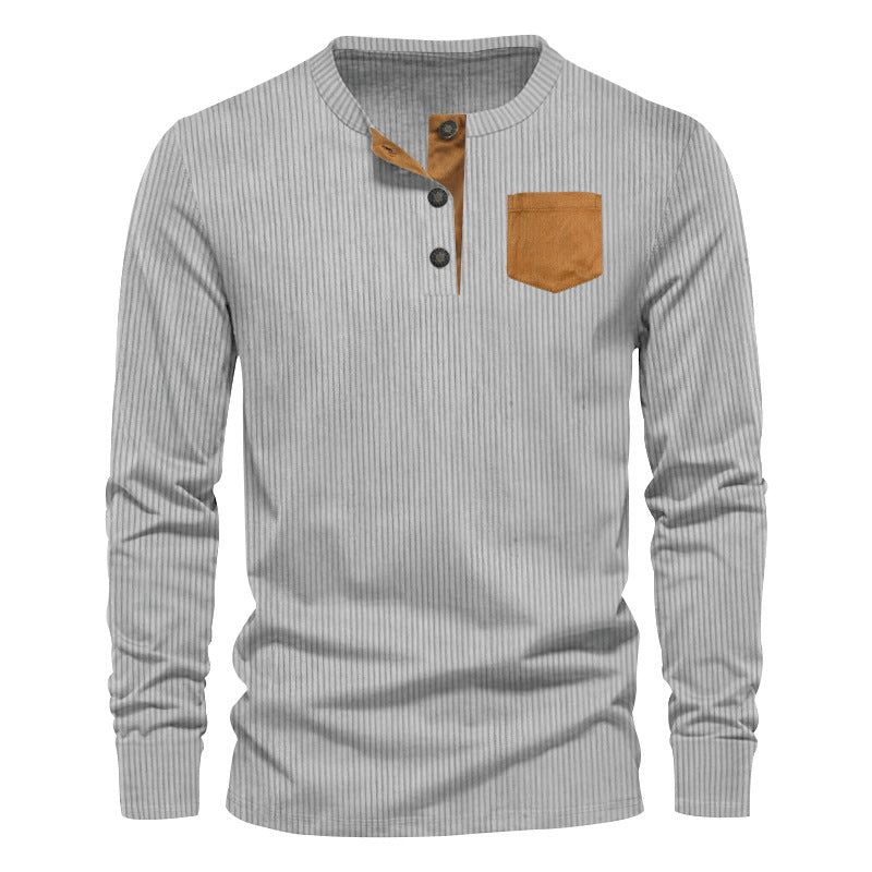Herren Langarmshirt mit Brusttasche und Struktur Optik Modern