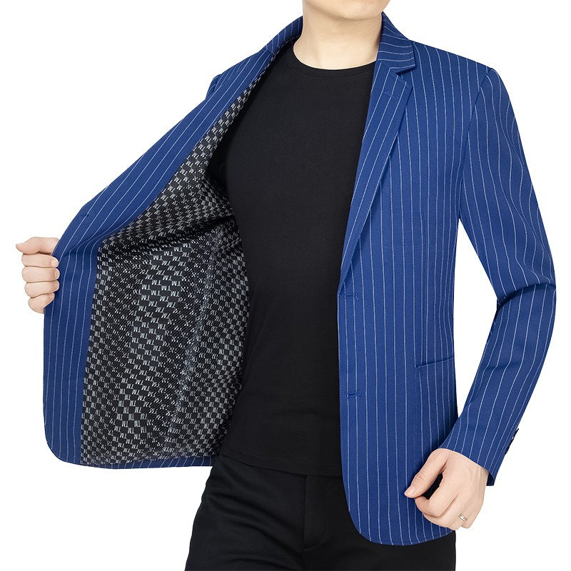 Herren Blazer Jacke Streifen Muster Elegant Slim Fit