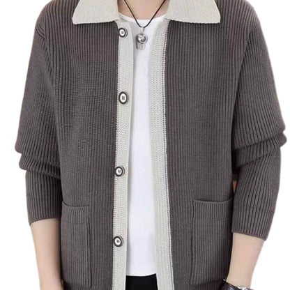 Herren Strickjacke Modern Button Up Design Schwarz