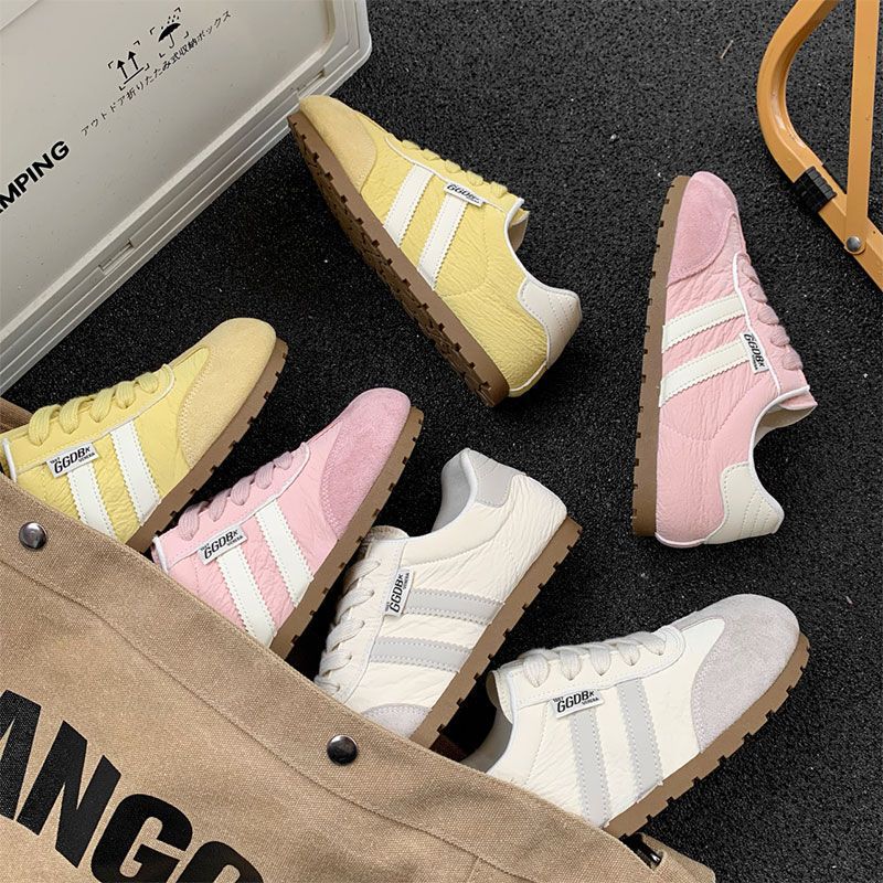Damen Sneaker Retro Sportlich Leder Schuhe