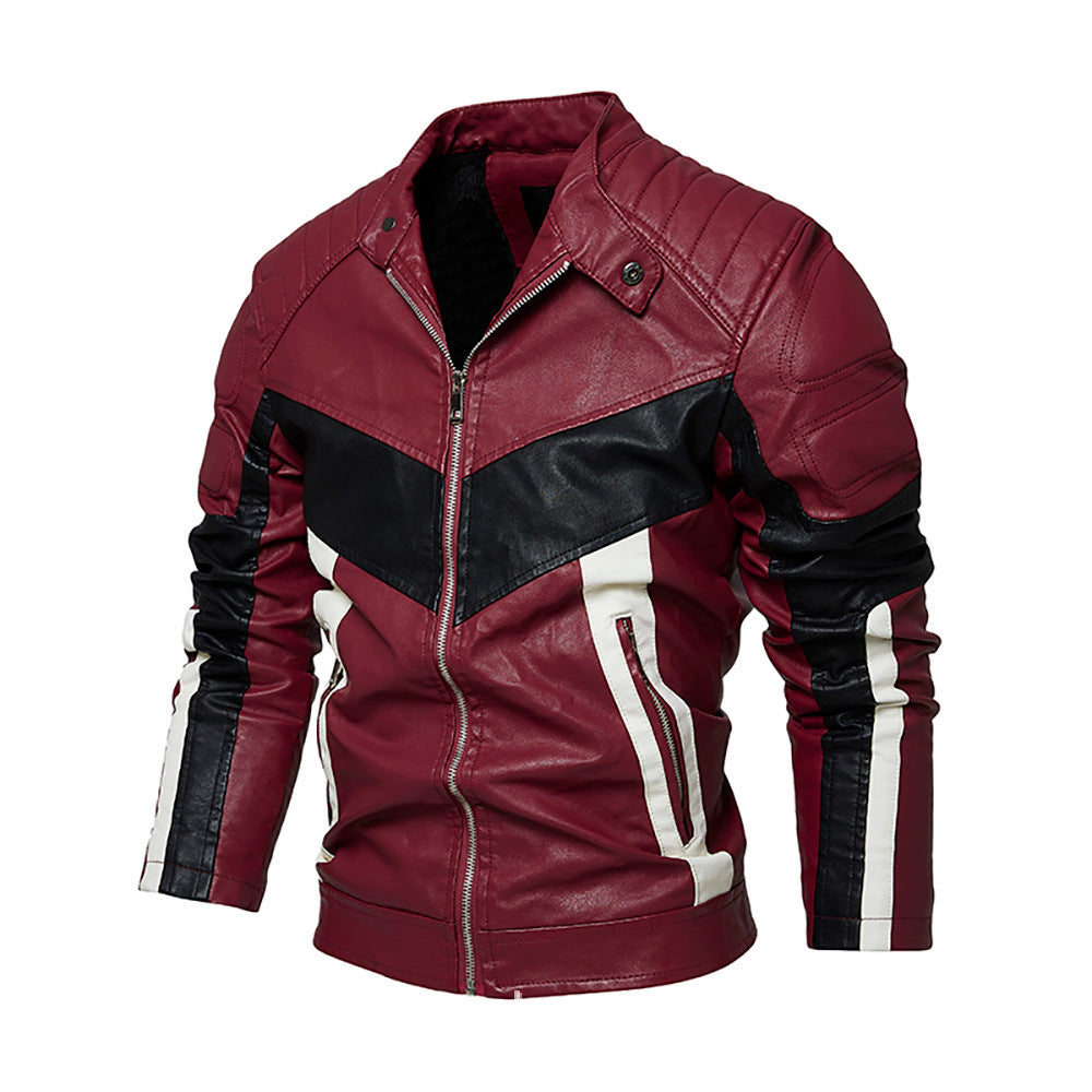 Leder Bikerjacke Herren Stylish Schwarz Ledermantel