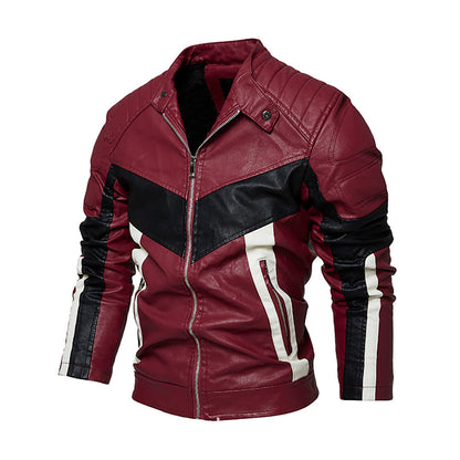 Leder Bikerjacke Herren Stylish Schwarz Ledermantel
