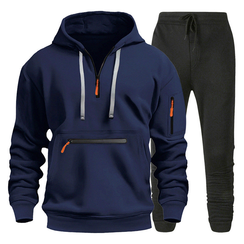 Herren Sport Hoodie Jogginghose Set Grau Sportlich