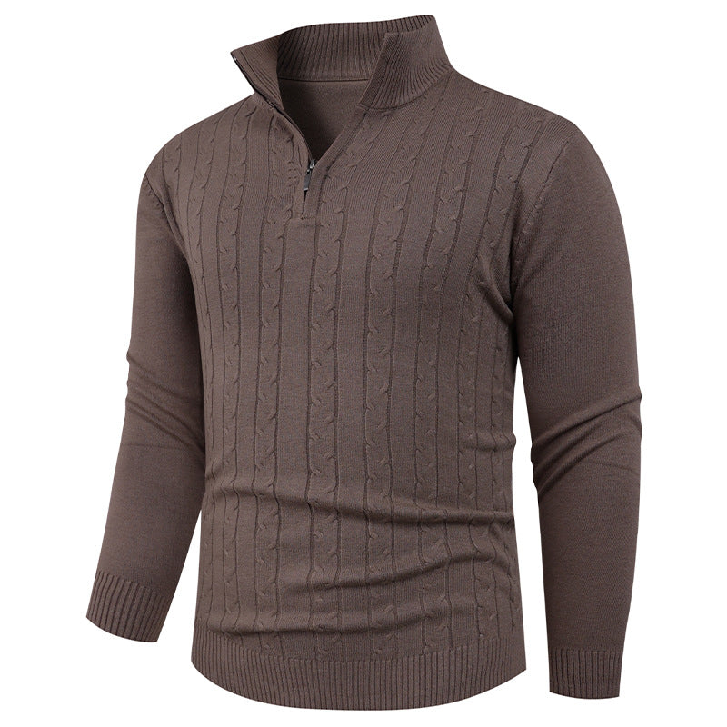 Herren Pullover Strukturiert mit Reißverschluss Kragen Modern