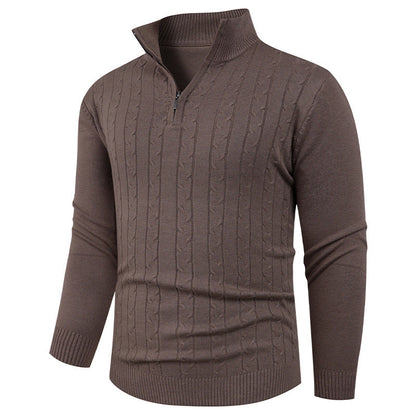 Herren Pullover Strukturiert mit Reißverschluss Kragen Modern