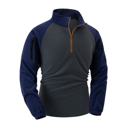 Herren Fleece-Pullover Warm Halb-Reißverschluss Funktions-Taschen