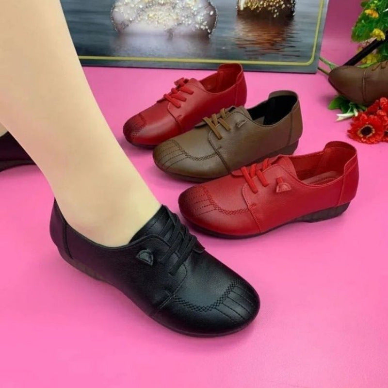 Ballerinas Damen Bequem Schnürsenkel Schwarz Mode