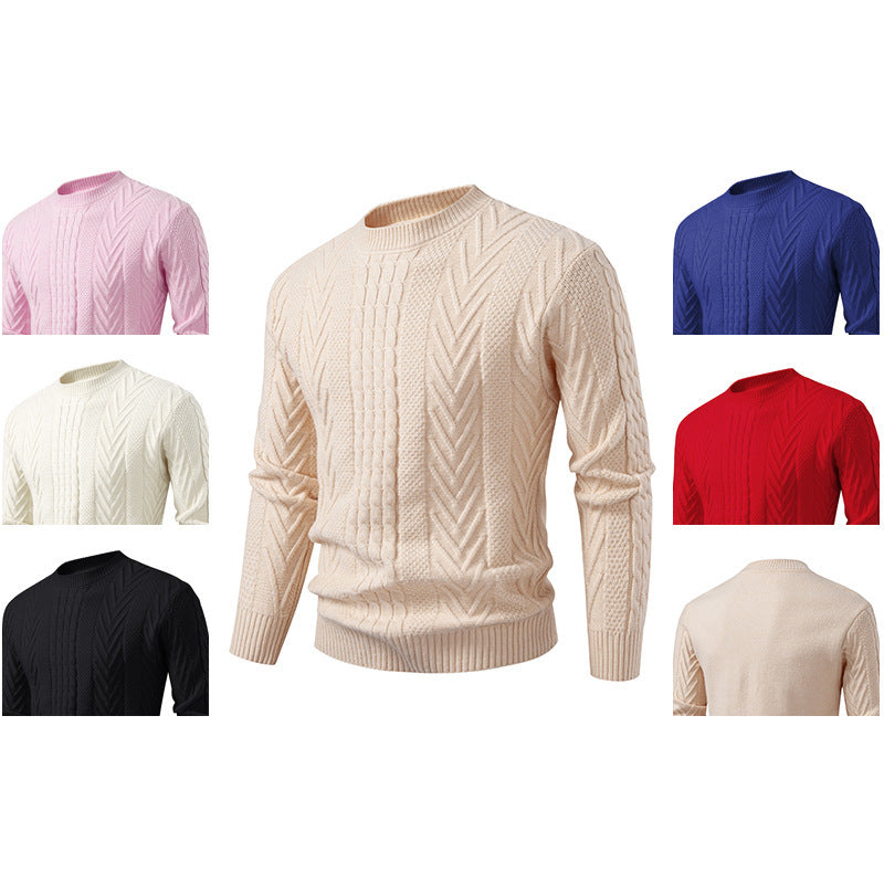 Herren Pullover Grobstrick Zopfmuster Rundhals - BerlinGlamour