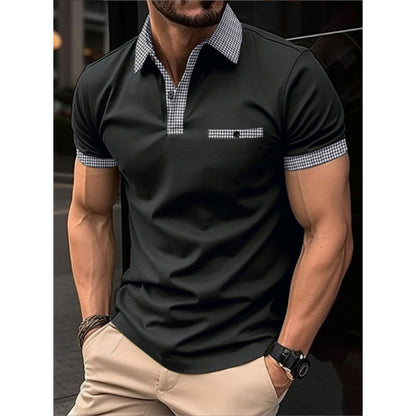 Herren Polohemd Modern Karo Muster Slim Fit