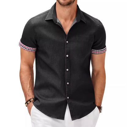 Herren Kurzarmhemd mit modernem Denim-Look und stylischem Karo-Muster BerlinGlamour, der das Leben erleichtert.