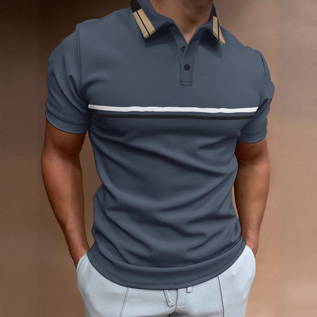 Herren Polohemd Kurzarm Streifen Elegant Modern - BerlinGlamour