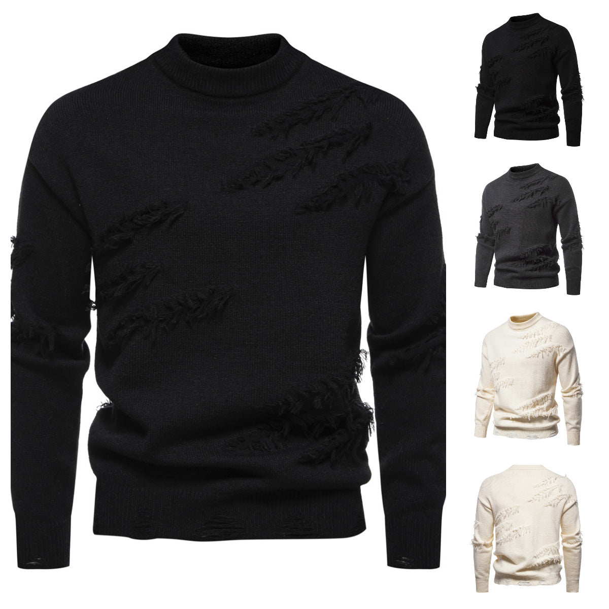 Herren Rollkragenpullover Modern Distressed Style