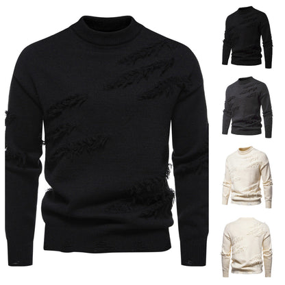 Herren Rollkragenpullover Modern Distressed Style