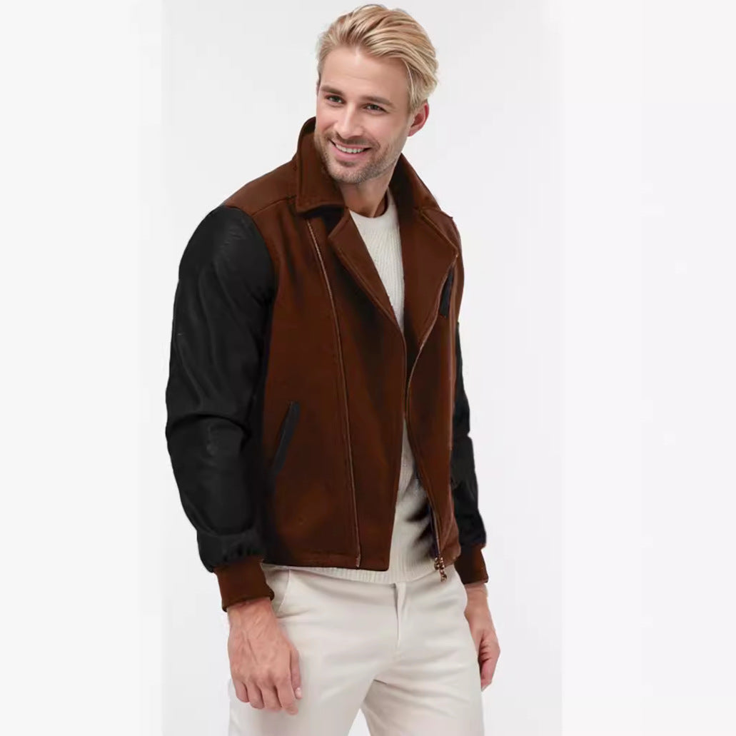 Leder Bikerjacke Herren mit Taschen Modern Schnitt