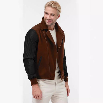 Leder Bikerjacke Herren mit Taschen Modern Schnitt