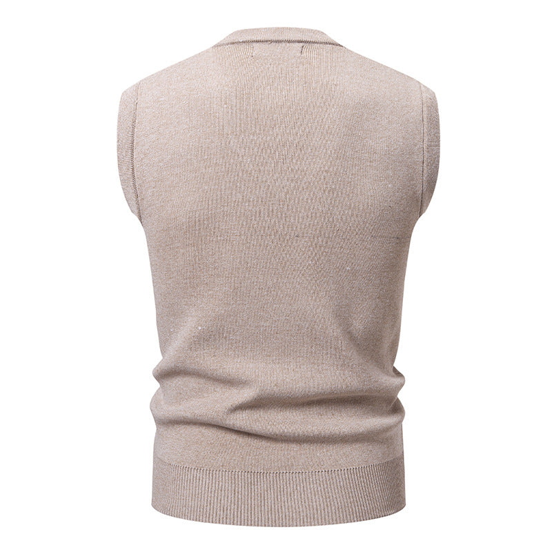 Herren Strickjacke Ärmellos V-Ausschnitt Strukturiert Modern