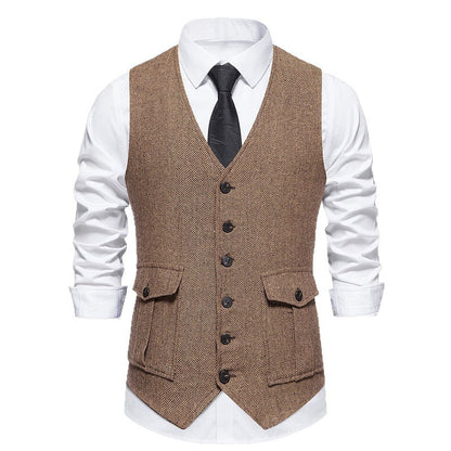 Herren Weste Fischgrat Muster Elegant Klassisch