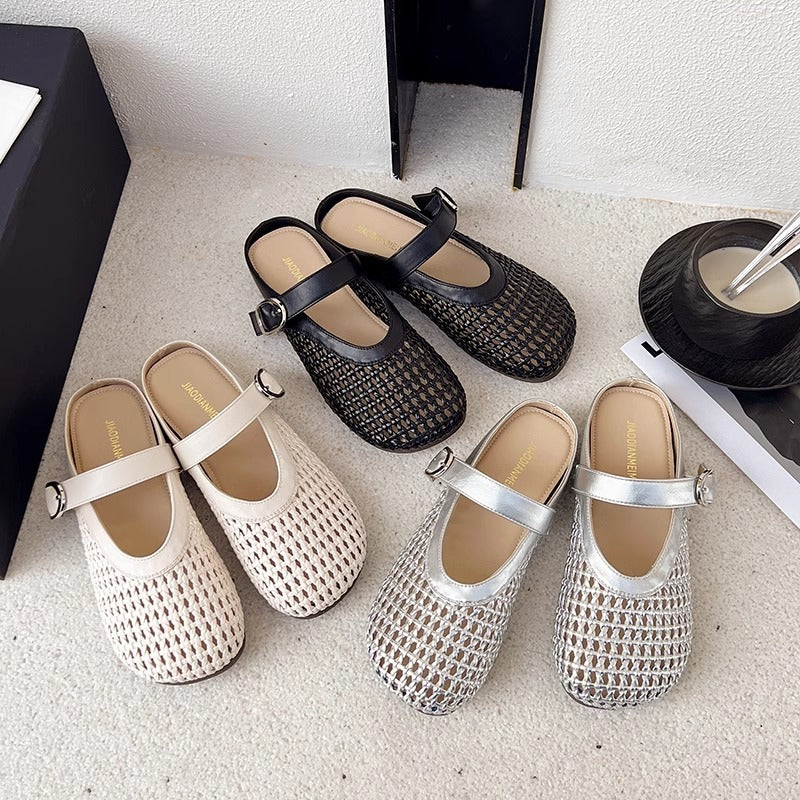 Damen Clogs Bequem Luftig mit Riemen und Netzdesign - BerlinGlamour