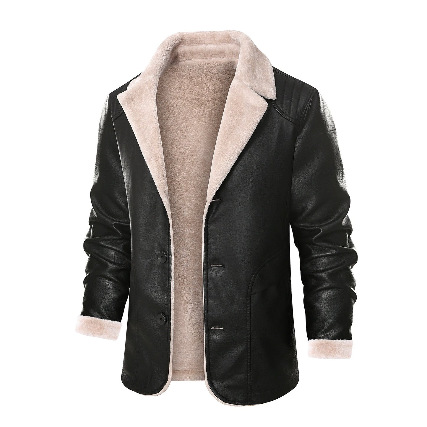 Herren Lederjacke Warm Elegant Mit Innenfutter