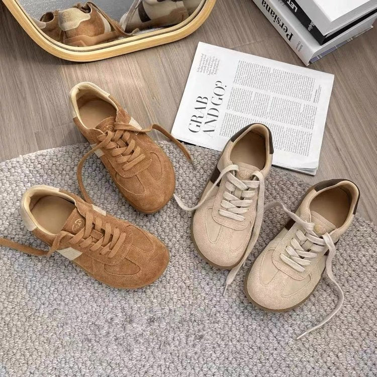 Damen Sneaker Sportlich Veloursleder Bequem Laufsohle