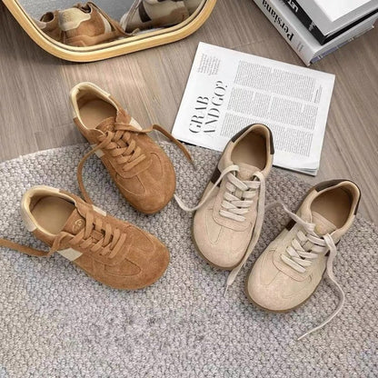 Damen Sneaker Sportlich Veloursleder Bequem Laufsohle