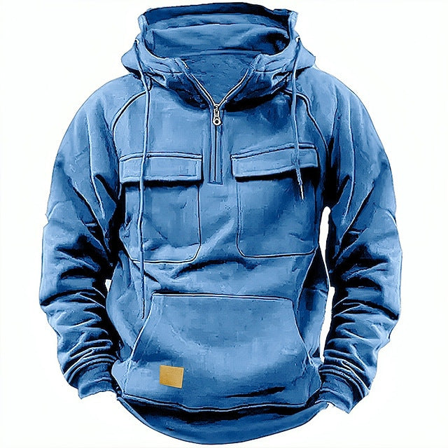 Herren Kapuzenpullover Modern mit Taschen Schwarz