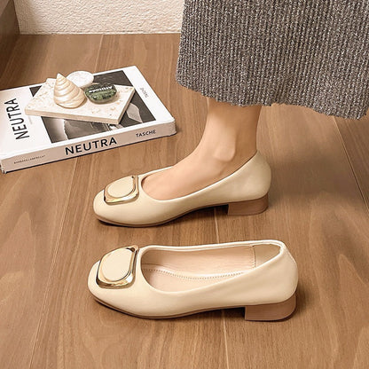 Damen Ballerinas Elegante Quadratverschluss Schuhe Modern