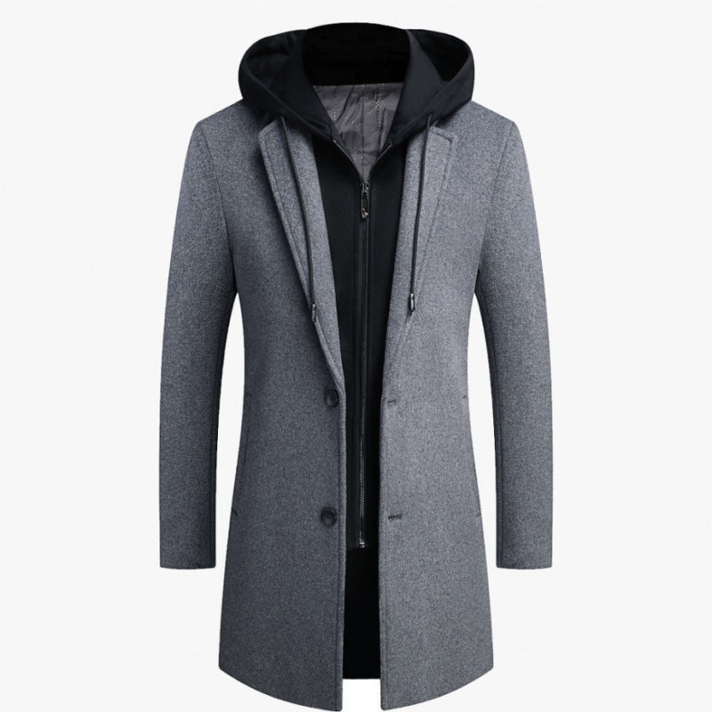 Herren Manteljacke Modern mit Abnehmbarer Kapuze Gesteppt
