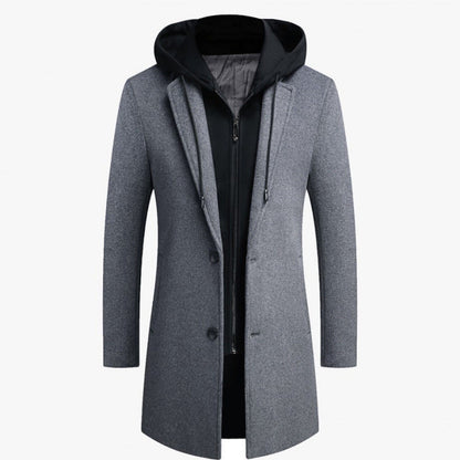 Herren Manteljacke Modern mit Abnehmbarer Kapuze Gesteppt