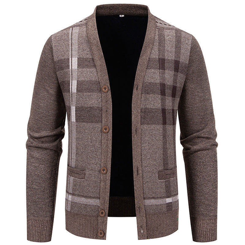 Herren Strickjacke Karo Muster Schick Modern