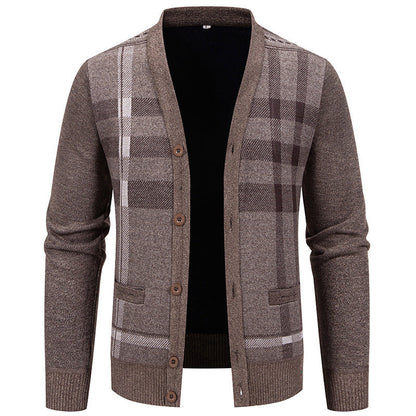 Herren Strickjacke Karo Muster Schick Modern