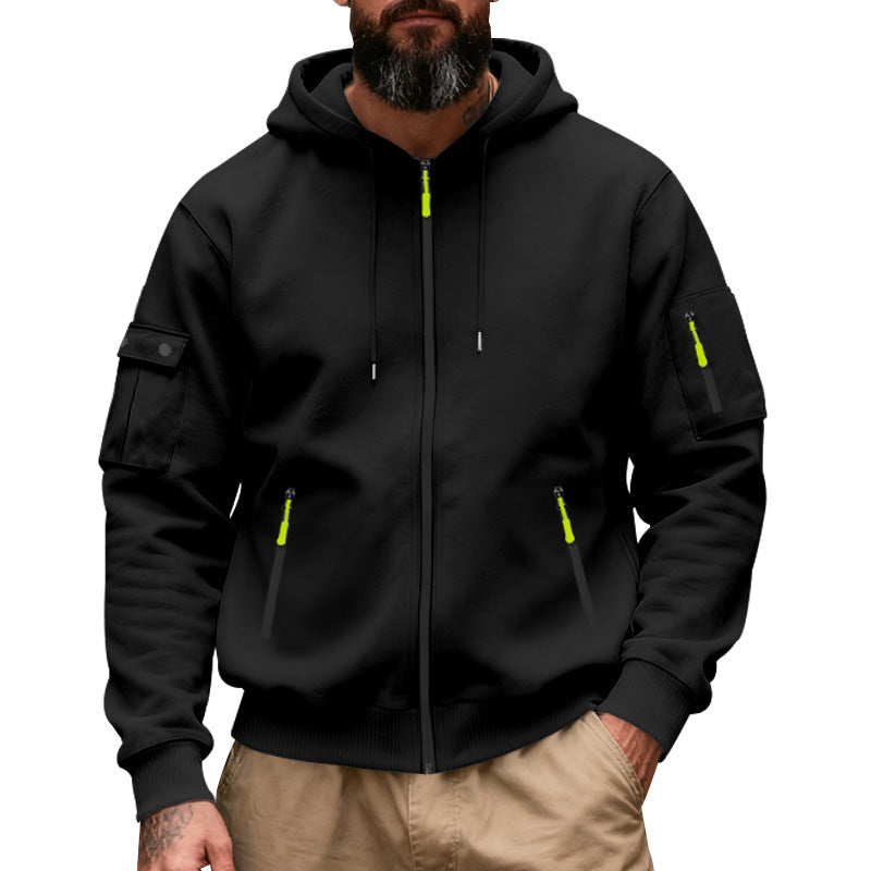 Herren Kapuzenjacke Praktisch mit Reißverschluss-Taschen Funktionell