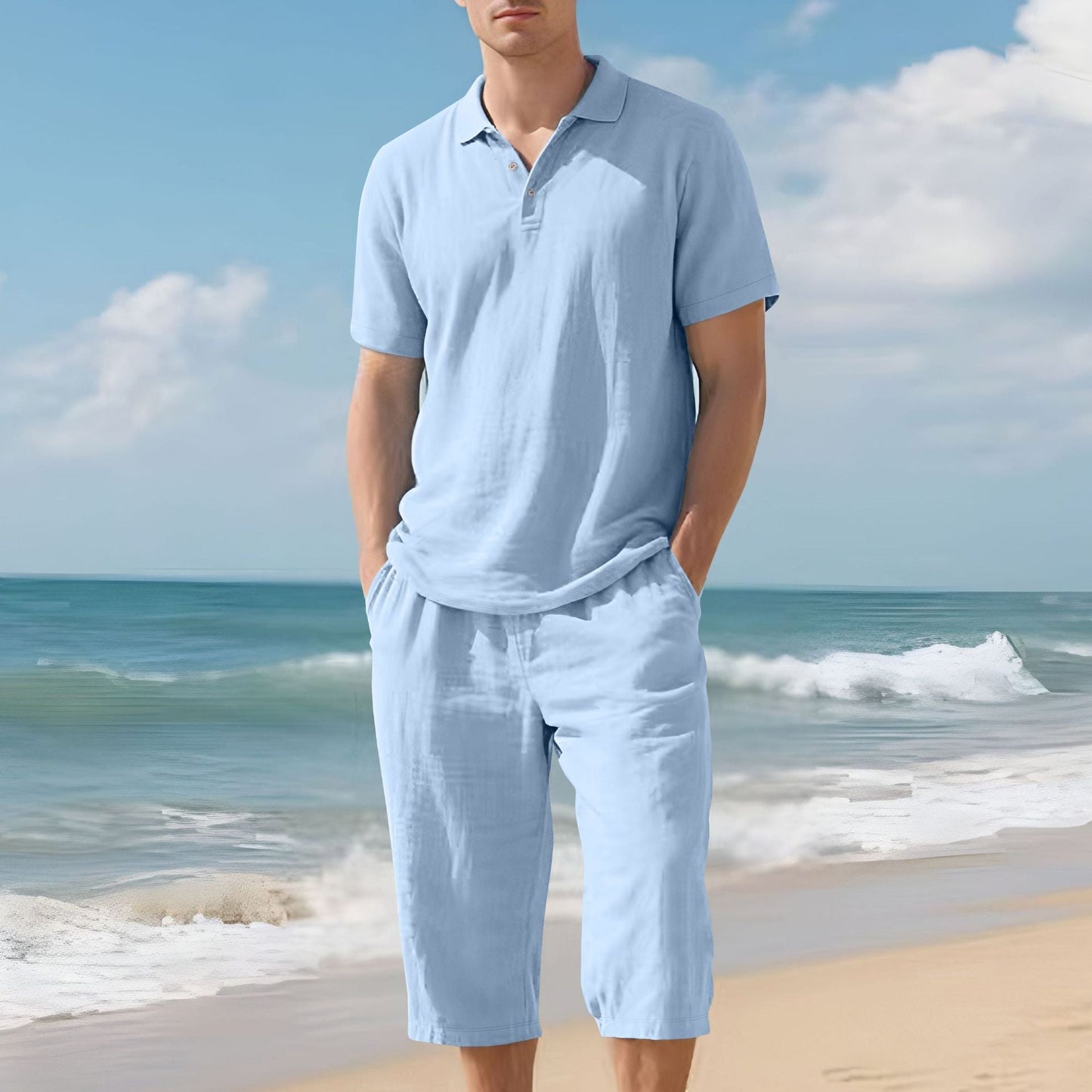 Herren Polo-Set Leicht Baumwolle Shorts Sommer