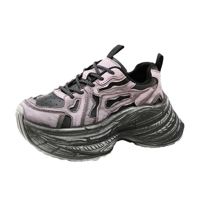 Damen Sneaker Chunky Weite Passform Bequem Elastisch