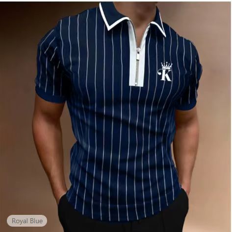 Herren Poloshirt Kurzarm Streifenmuster Modern