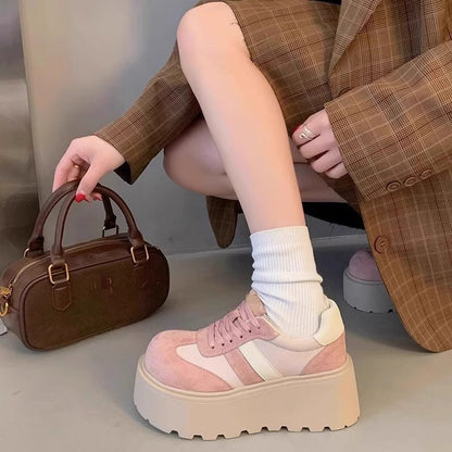 Damen Plattform Sneaker Hoch Veloursleder Bequem - BerlinGlamour