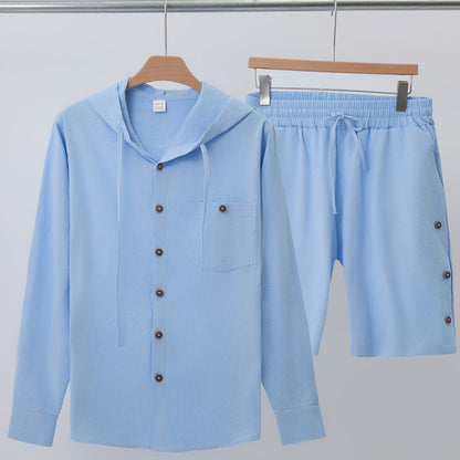 Herren Freizeit Outfit Hemd Shorts Set Sommer