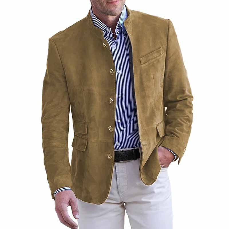 Herren Lederjacke Modern Elegant Wildleder Schwarz