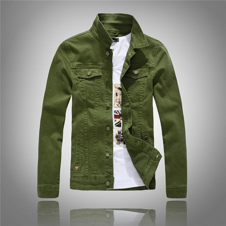 Herren Denimjacke Modern Stehkragen Taschen Elegant