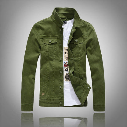 Herren Denimjacke Modern Stehkragen Taschen Elegant